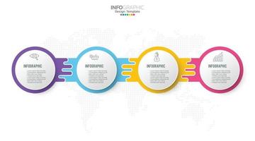 Modèle de conception infographique en 4 étapes avec icônes et processus. vecteur