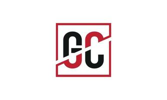 création de logo gc. conception initiale du monogramme du logo de la lettre gc en noir et rouge avec une forme carrée. vecteur professionnel