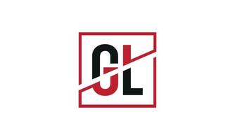 création de logo gl. conception initiale du monogramme du logo de la lettre gl en noir et rouge avec une forme carrée. vecteur professionnel