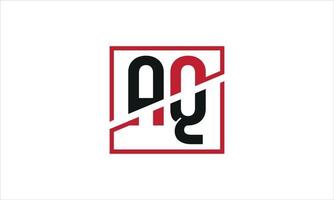 création de logo aq. conception initiale du monogramme du logo de la lettre aq en noir et rouge avec une forme carrée. vecteur professionnel