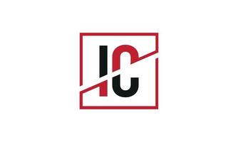 création de logo ic. conception initiale du monogramme du logo de la lettre ic en noir et rouge avec une forme carrée. vecteur professionnel