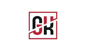 création de logo gk. conception initiale du monogramme du logo de la lettre gk en noir et rouge avec une forme carrée. vecteur pro