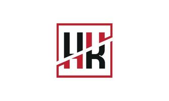 création de logo hk. conception initiale du monogramme du logo hk letter en noir et rouge avec une forme carrée. vecteur pro