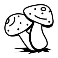 une icône de contour modifiable de champignons vecteur