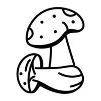 une icône de contour modifiable de champignons vecteur