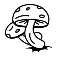une icône de contour modifiable de champignons vecteur