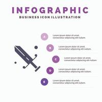 compétition masque d'escrime icône solide olympique infographie 5 étapes présentation fond vecteur