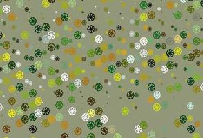 disposition vectorielle vert clair et jaune avec des flocons de neige brillants. vecteur