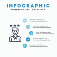 icône de ligne de cheminement d'emploi de croissance de carrière d'affaires avec 5 étapes présentation infographie fond vecteur