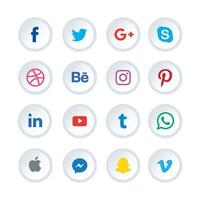 ensemble d'icônes de médias sociaux. symboles vectoriels de réseaux sociaux, icône de médias sociaux pour tous les types d'entreprise et agence de publicité et projet de conception graphique, meilleures icônes pour toute conception vecteur