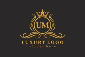 modèle de logo de luxe royal lettre initiale um dans l'art vectoriel pour le restaurant, la royauté, la boutique, le café, l'hôtel, l'héraldique, les bijoux, la mode et d'autres illustrations vectorielles.