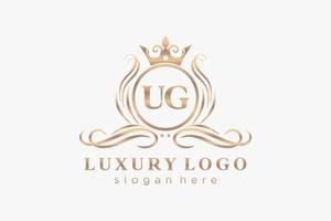 modèle initial de logo de luxe royal de lettre ug dans l'art vectoriel pour le restaurant, la royauté, la boutique, le café, l'hôtel, l'héraldique, les bijoux, la mode et d'autres illustrations vectorielles.