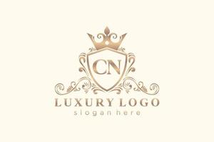 modèle de logo de luxe royal lettre cn initiale dans l'art vectoriel pour le restaurant, la royauté, la boutique, le café, l'hôtel, l'héraldique, les bijoux, la mode et d'autres illustrations vectorielles.