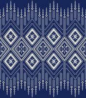 motif géométrique bleu-blanc ethnique. élément de frontière ethnique. fond de motif sans couture en forme de losange géométrique ethnique. folklorique de broderie pour tissu, textile, éléments de décoration intérieure. vecteur