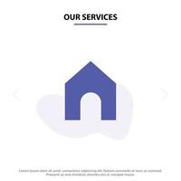 nos services accueil interface instagram modèle de carte web icône glyphe solide vecteur