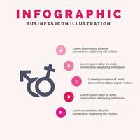 symbole de genre homme femme infographie modèle de présentation présentation en 5 étapes vecteur