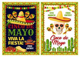 carte de vacances mexicaine cinco de mayo de fête fiesta vecteur