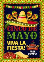 affiche de vecteur de fête mexicaine cinco de mayo fiesta