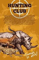 bannière du club de chasse avec cible et animal africain vecteur