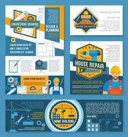 ensemble de modèles de bannière de construction et de réparation domiciliaire vecteur