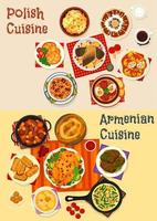 icône de menu de dîner de cuisine polonaise et arménienne vecteur