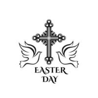icône de croix et colombe de vecteur de jour de la résurrection de pâques