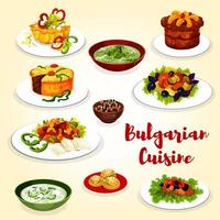 icône de cuisine bulgare de plat de dîner avec dessert vecteur