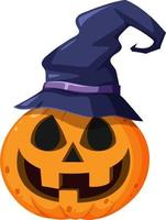 citrouille d'halloween portant un chapeau de sorcière vecteur
