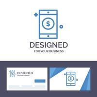 carte de visite créative et modèle de logo illustration vectorielle de signe dollar mobile vecteur