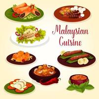 icône de la cuisine malaisienne avec ingrédient alimentaire exotique vecteur