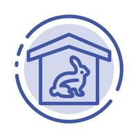 maison lapin pâques nature bleu pointillé ligne icône vecteur