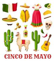icône de célébration de vacances mexicaines cinco de mayo vecteur