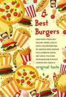 affiche de menu de hamburgers de restauration rapide de vecteur