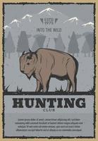 affiche vintage de vecteur pour la chasse au bison