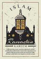 carte de grunge rétro mosquée islam du ramadan kareem vecteur