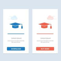 chapeau de graduation de l'éducation académique bleu et rouge téléchargez et achetez maintenant le modèle de carte de widget web vecteur