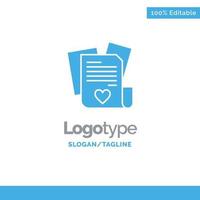 fichier amour coeur mariage bleu solide logo modèle place pour slogan vecteur