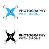 modèle de conception de logo de photographie de drone pour la photographie aérienne de drone vecteur