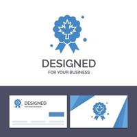 carte de visite créative et modèle de logo feuille prix badge qualité illustration vectorielle vecteur
