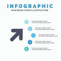 flèche vers le haut à droite icône solide infographie 5 étapes fond de présentation vecteur