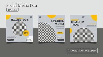 conception de modèle de publication de bannière de médias sociaux de nourriture pour vecteur