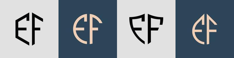 ensemble de conceptions de logo ff de lettres initiales simples créatives. vecteur