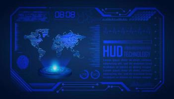 projecteur holographique de carte du monde moderne sur fond de technologie vecteur