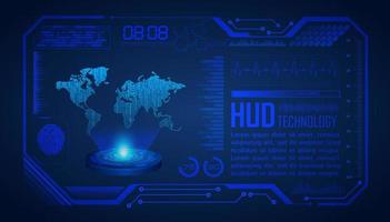 projecteur holographique de carte du monde moderne sur fond de technologie vecteur