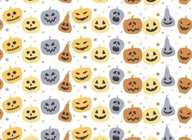 motif d'halloween avec fond transparent de vecteur de visage de citrouille mignon