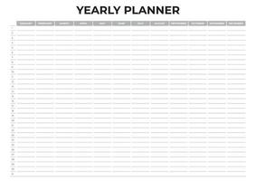 planificateur annuel, conception de calendrier mural horizontal vecteur