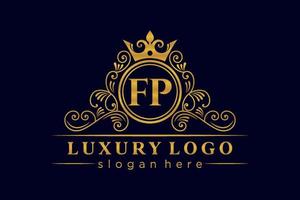 fp lettre initiale or calligraphique féminin floral monogramme héraldique dessiné à la main antique style vintage luxe logo design vecteur premium