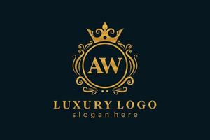 modèle de logo de luxe royal de lettre aw initiale dans l'art vectoriel pour le restaurant, la royauté, la boutique, le café, l'hôtel, l'héraldique, les bijoux, la mode et d'autres illustrations vectorielles.