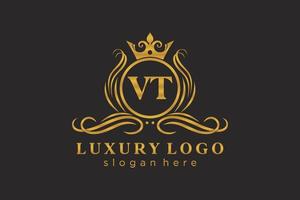 modèle de logo de luxe royal lettre initiale vt en art vectoriel pour restaurant, royauté, boutique, café, hôtel, héraldique, bijoux, mode et autres illustrations vectorielles.