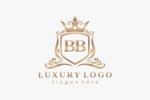 modèle initial de logo de luxe royal de lettre bb dans l'art vectoriel pour le restaurant, la royauté, la boutique, le café, l'hôtel, l'héraldique, les bijoux, la mode et d'autres illustrations vectorielles.